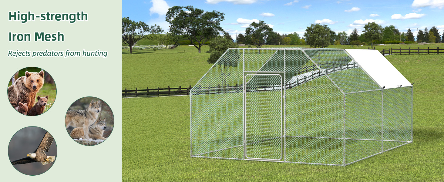 YODOLLA chicken coop with secure wire mesh
