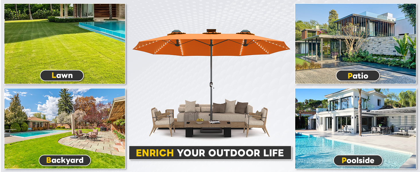 YODOLLA outdoor umbrella with LED solar