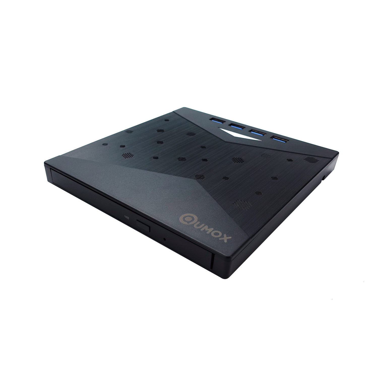 QUMOX External DVD CD Burner, External CD DVD Drive, USB 3.0 with 4 USB Ports and 2 TF/SD Card Readers, Ultra Slim External CD/DVD Drive for Mac Laptop, Windows 11/10/8/7 PC, Linux OS, RGB