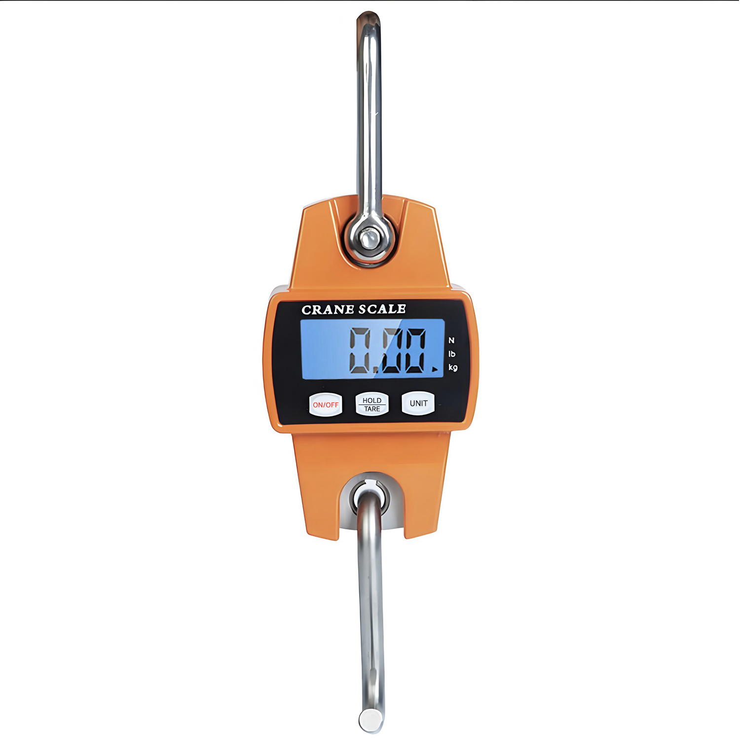QUMOX 300kg/660lb Digital Hanging Scale with Cast Aluminum Case, Handheld 300Kg Mini Crane Scale with Hooks for Farm, Hunting, Fishing, and Outdoor Use (Orange)