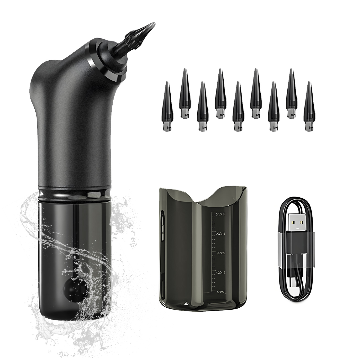 QUMOX Electric Ear Wax Removal Kit, Water-Powered Ear Cleaner with 4 Pressure Settings, Safe and Effective Ear Cleaning Tool for Adults (Black)