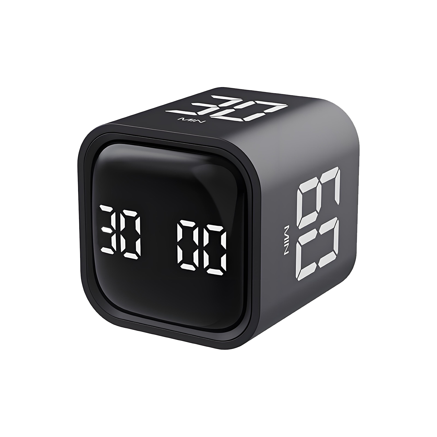 QUMOX Pomodoro Timer, Cube Productivity Timer with Adjustable Sound and Vibration Alert, Ideal for Work, Office, ADHD, Study, and Tasks - 5/10/30/60 Minutes & Custom Countdown - Black