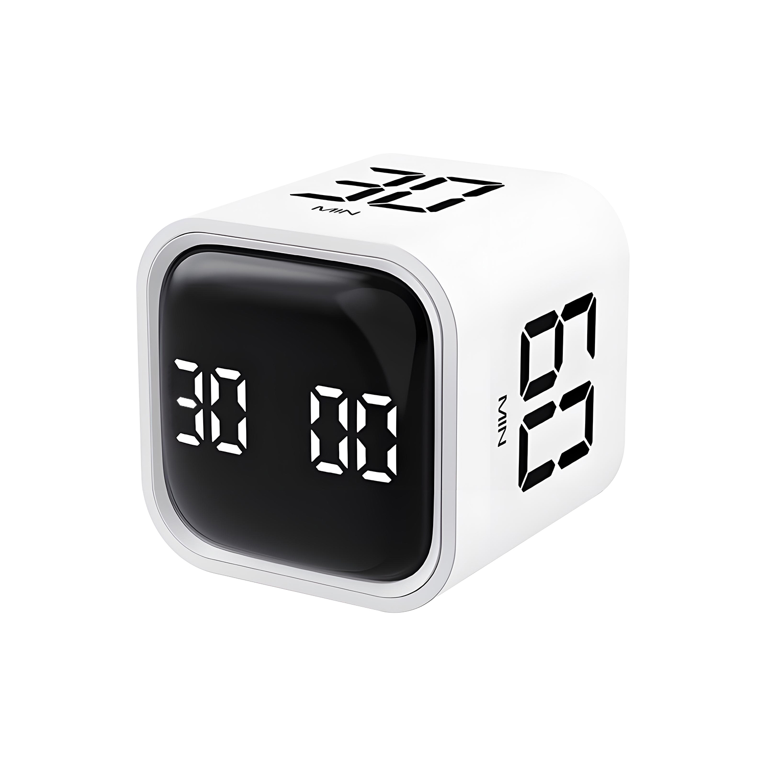 QUMOX Pomodoro Timer, Cube Productivity Timer with Adjustable Sound and Vibration Alert, Ideal for Work, Office, ADHD, Study, and Tasks - 5/10/30/60 Minutes & Custom Countdown - White