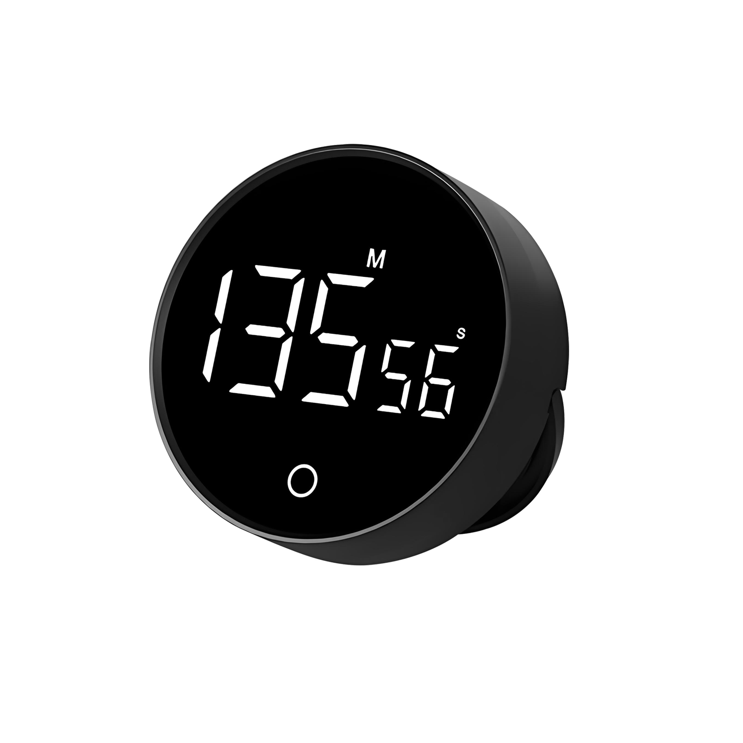 QUMOX F7 Digital Timer Countdown & Stopwatch with Adjustable Volume, Magnetic Base, Rotating Knob, Rechargeable Battery Perfect for Cooking, Study, and Work - Black