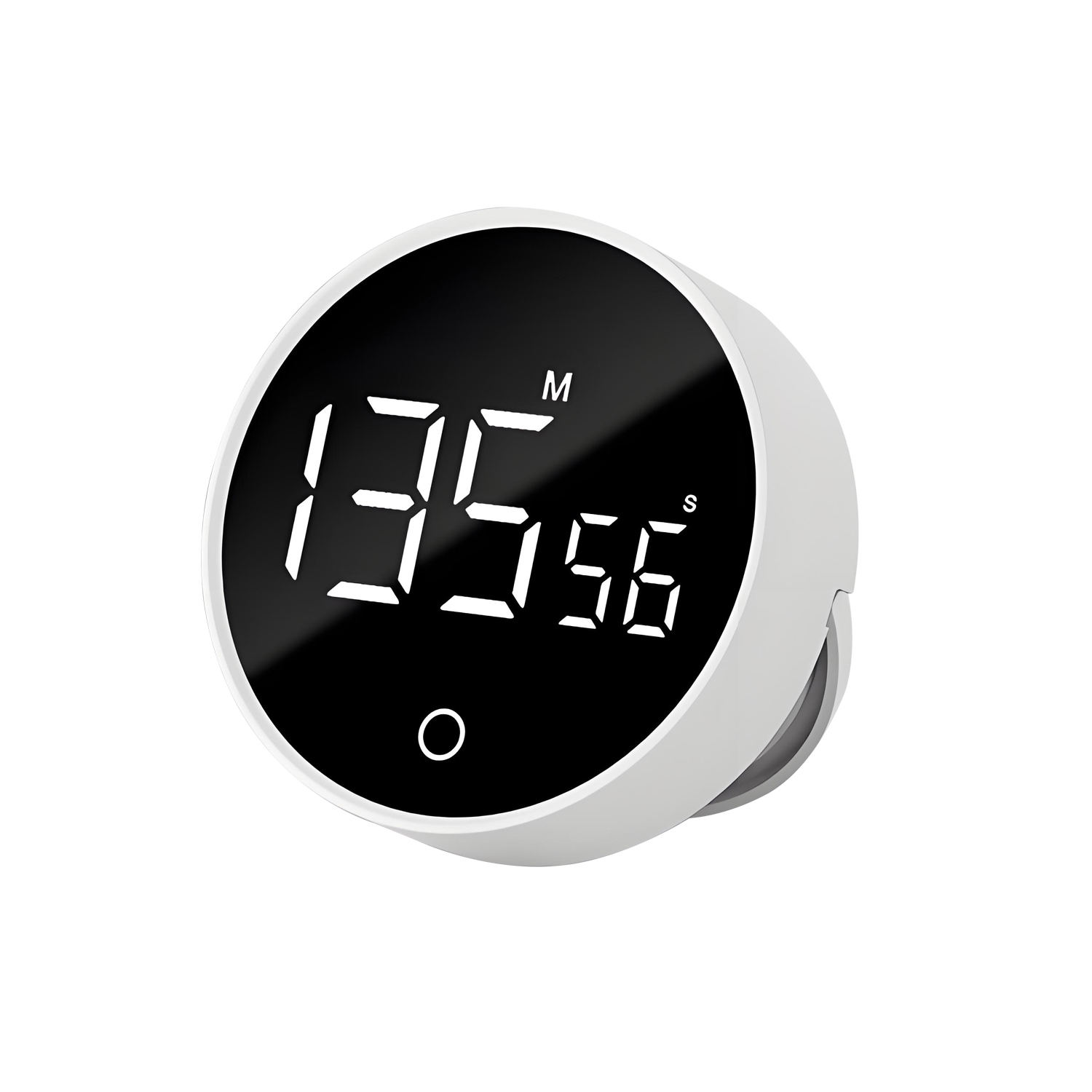 QUMOX F5 Digital Timer Countdown & Stopwatch with Adjustable Volume, Magnetic Base, Rotating Knob, AAA Battery Powered – Perfect for Cooking, Study, and Work – White