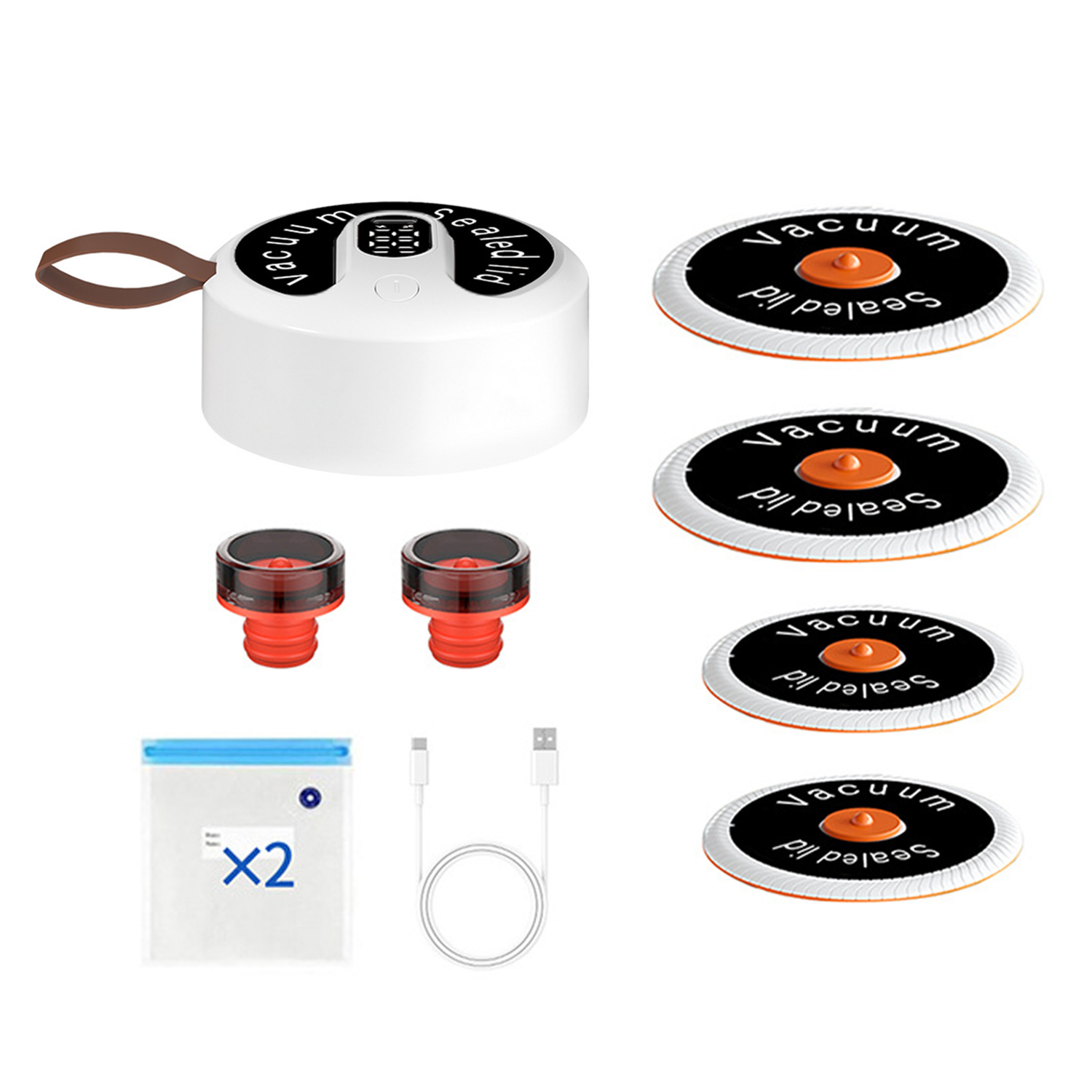 QUMOX Electric Vacuum Sealer Pump – Universal Rechargeable Food Saver with Lids & Bags, 60kPa Suction, USB-C Charging, One-Touch Operation for Jars, Containers & Vacuum Bags