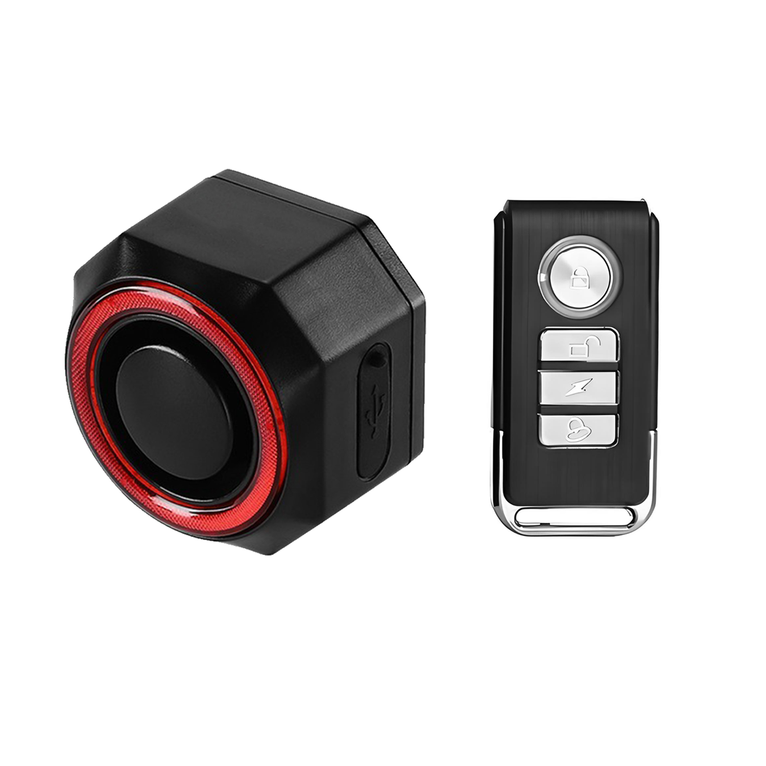 QUMOX SF33R Bike Tail Light with Alarm, USB-C Rechargeable Smart Brake Light, IP65 Waterproof, Remote Control, Anti-Theft Siren for Bicycle, E-Bike, Scooter