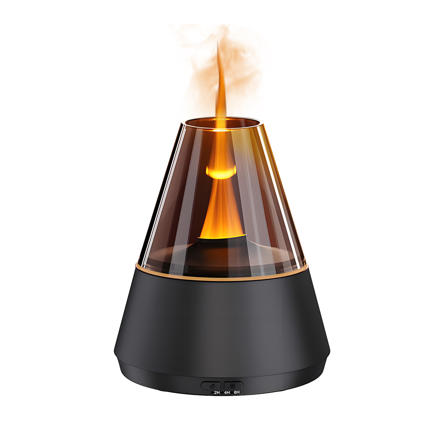 QUMOX A9 Flame Aroma Diffuser 150ml – Essential Oil Humidifier with Simulated Flame & Color Changing Ambient Light, 2H/4H/6H Timer, Auto Shut-Off, Ultrasonic Cool Mist for Home, Bedroom, Office