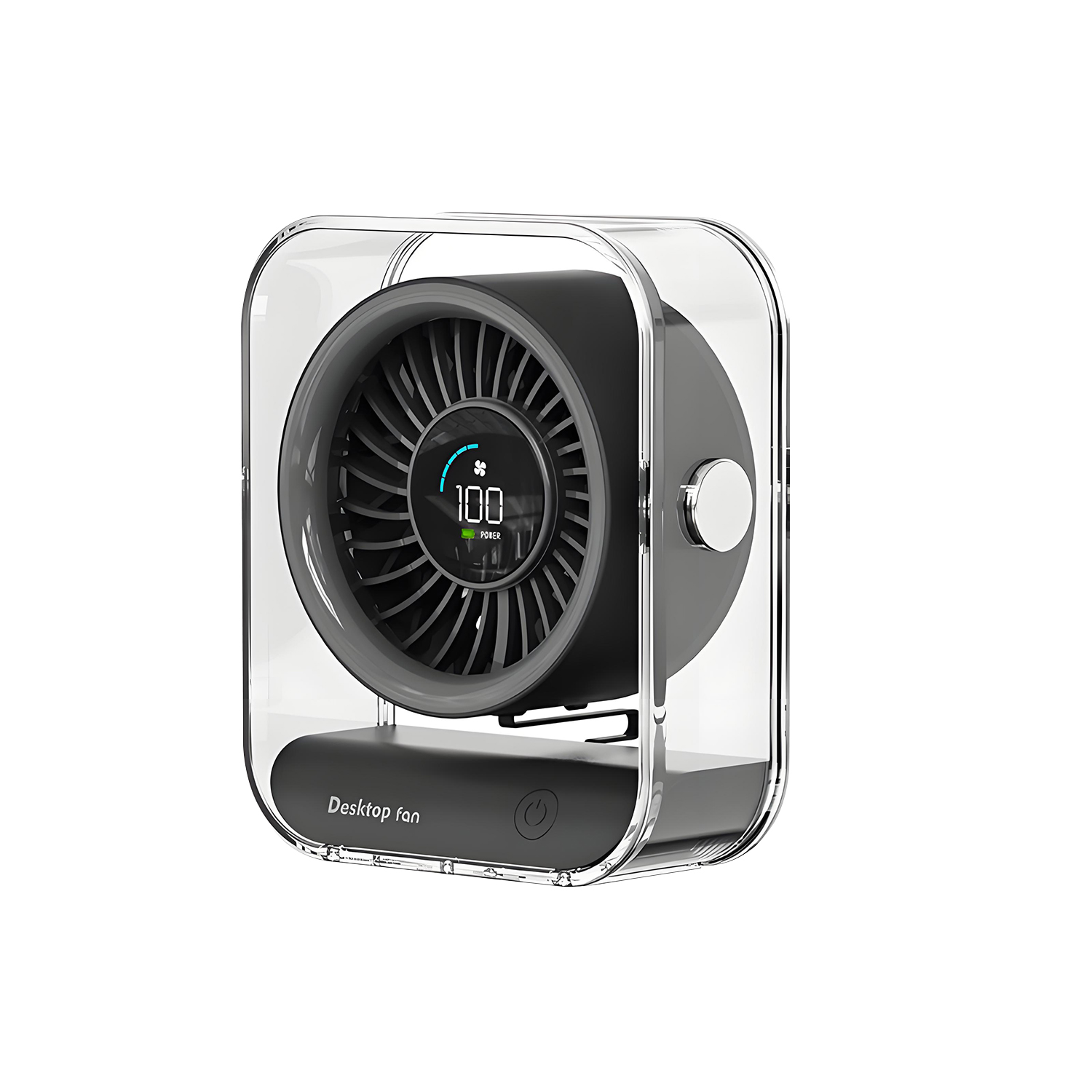 QUMOX Digital Display Desktop Fan, Portable Rechargeable Table Fan with 6-Speed Adjustment, Quiet 10-15dB, 30° Tilt, LED Screen, 4000mAh Battery for Home, Office, Outdoor