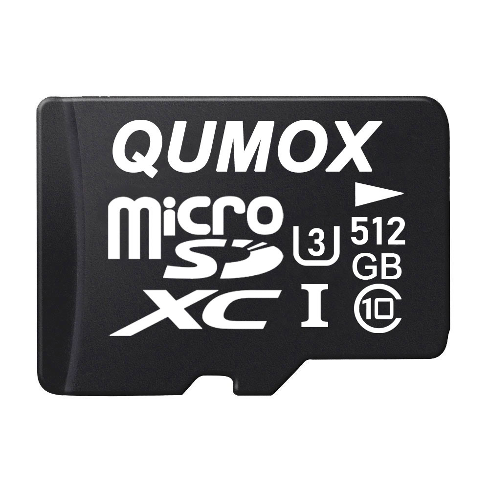 QUMOX 512GB microSDXC UHS-I U3 Class 10 Memory Card with Adapter – Up to 80MB/s Read, 75MB/s Write – High Speed microSD for 4K Video, DSLR, Drones, Gaming, and Smartphones