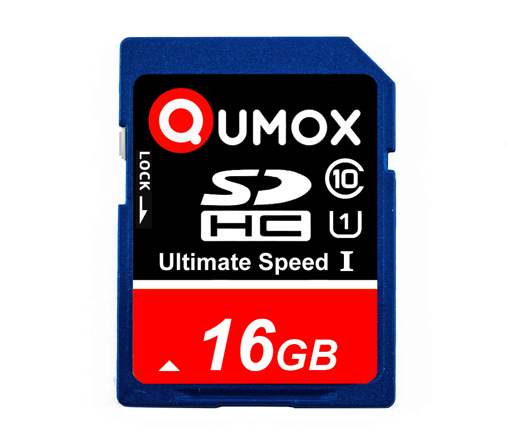QUMOX 16GB SDHC UHS-I Class 10 Memory Card – Up to 40MB/s Read, 15MB/s Write – Reliable SD Card for DSLR Cameras, Video, Gaming, Dash Cams, and Full HD Recording