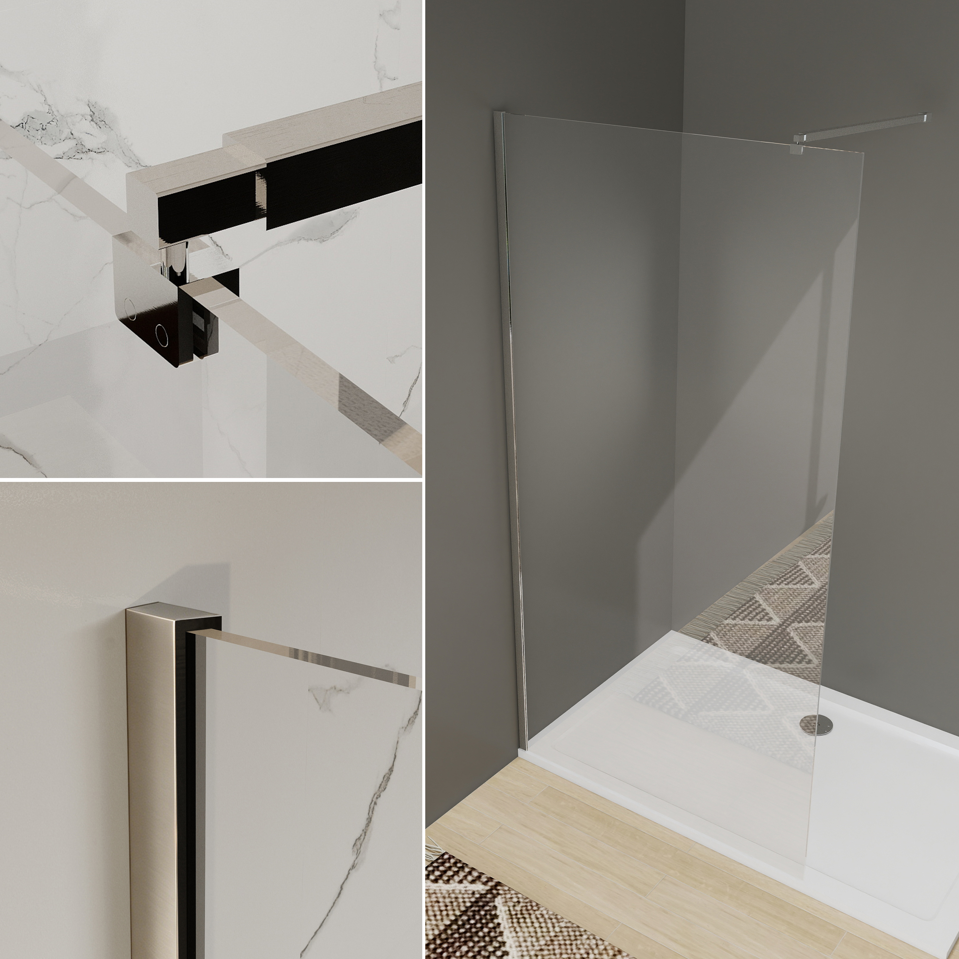 Clear shower glass panel