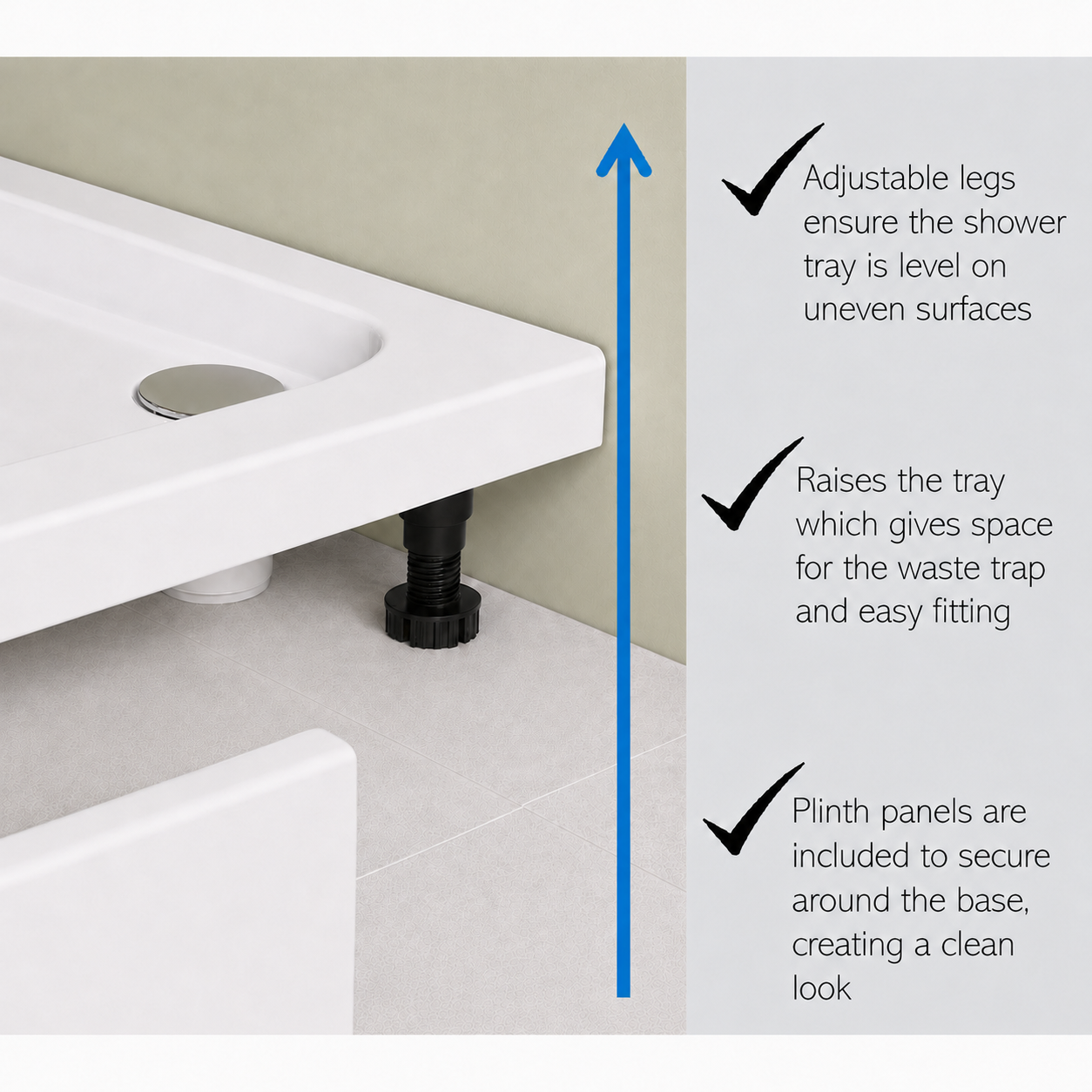 Shower tray construction and product details