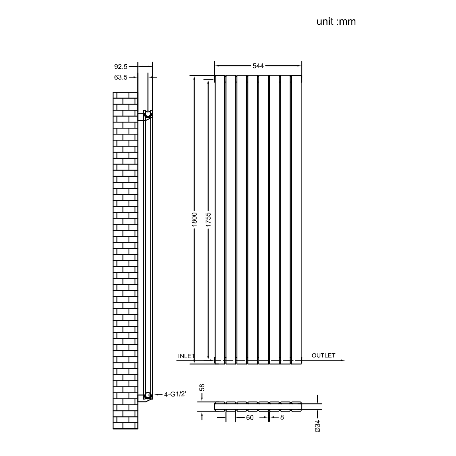 Stech Homes oval column radiator data sheet