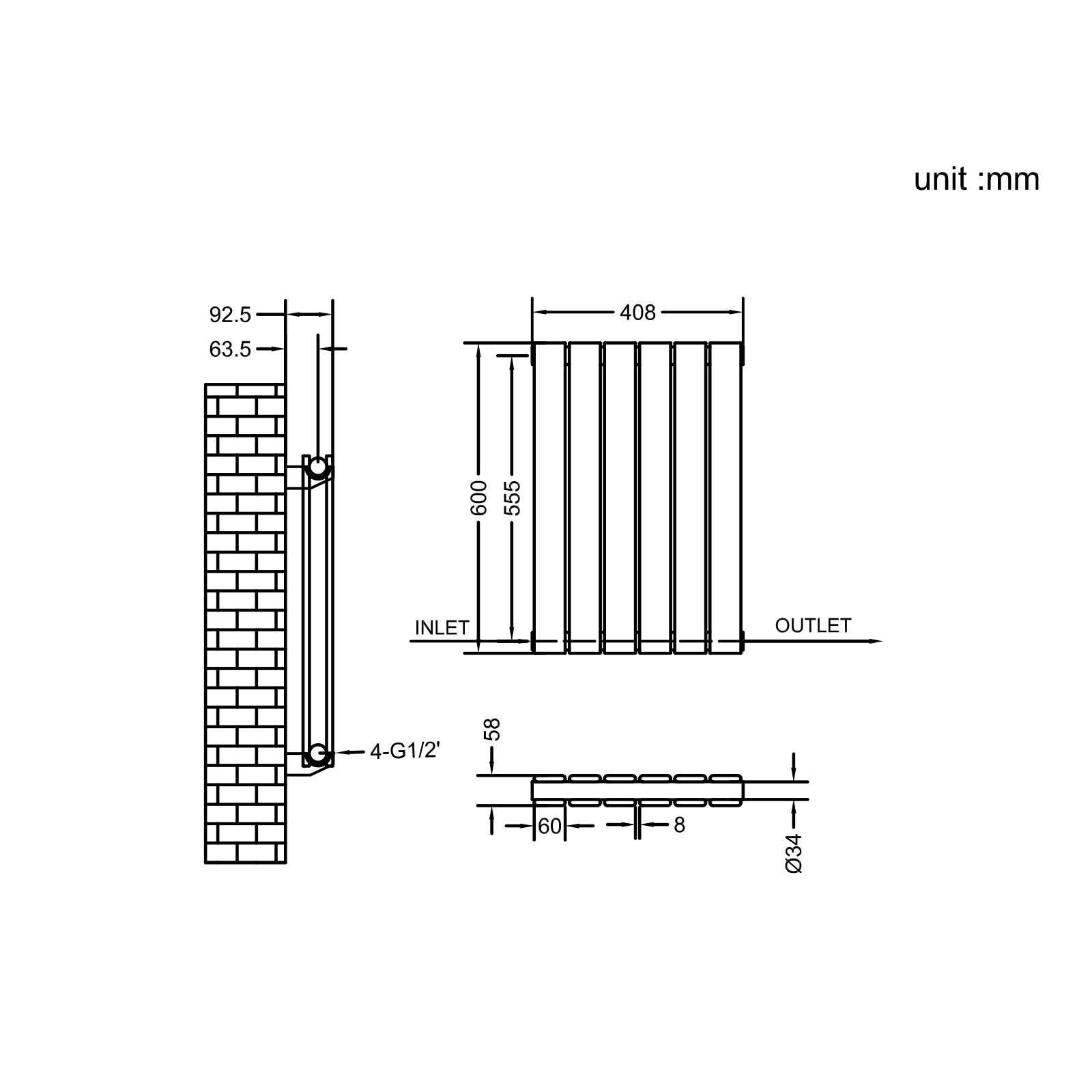 Stech Homes oval column radiator data sheet