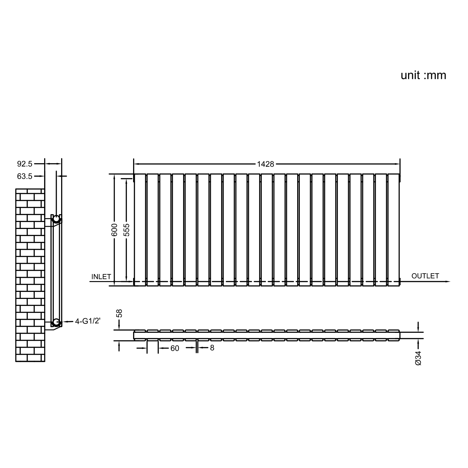 Stech Homes oval column radiator data sheet