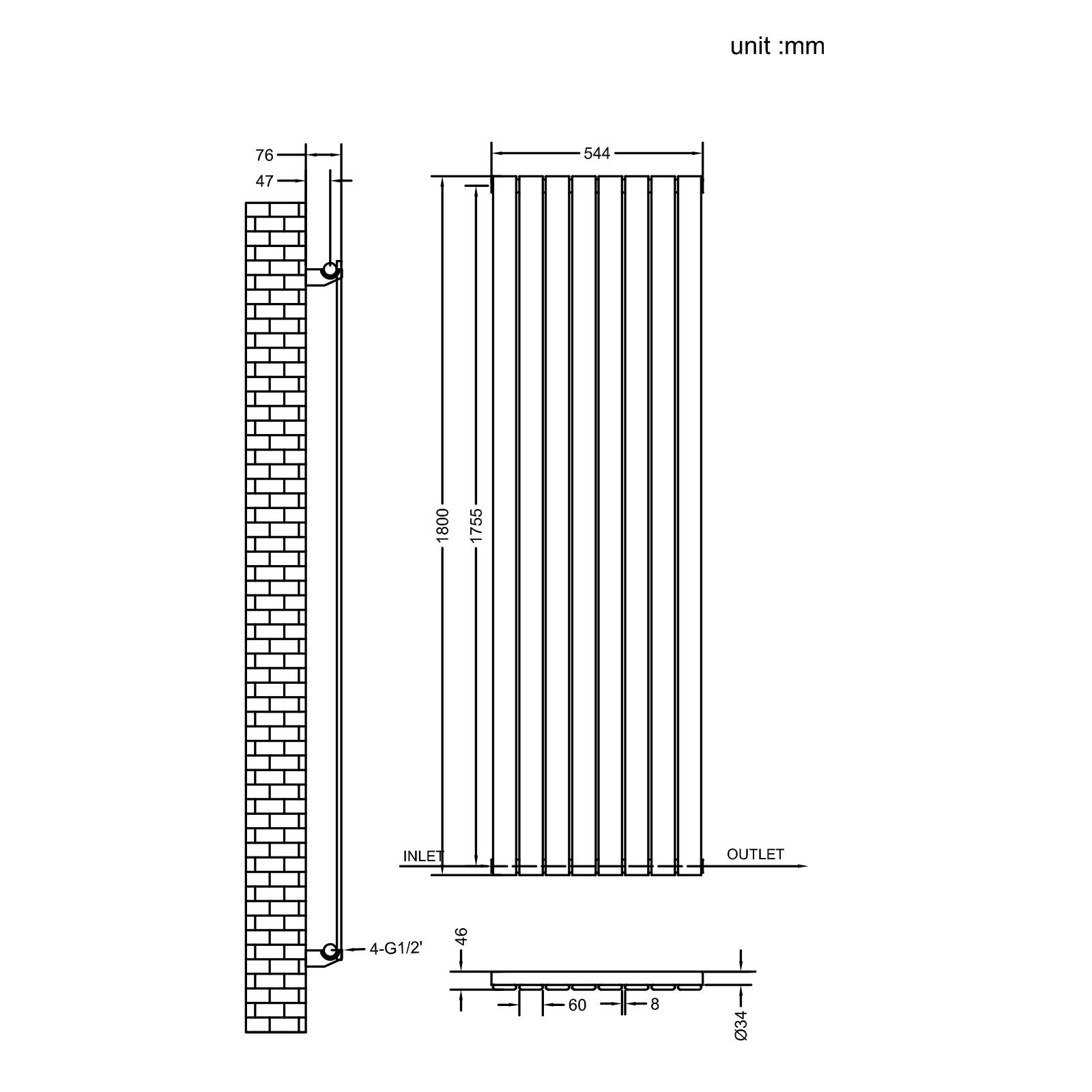 Stech Homes oval column radiator data sheet