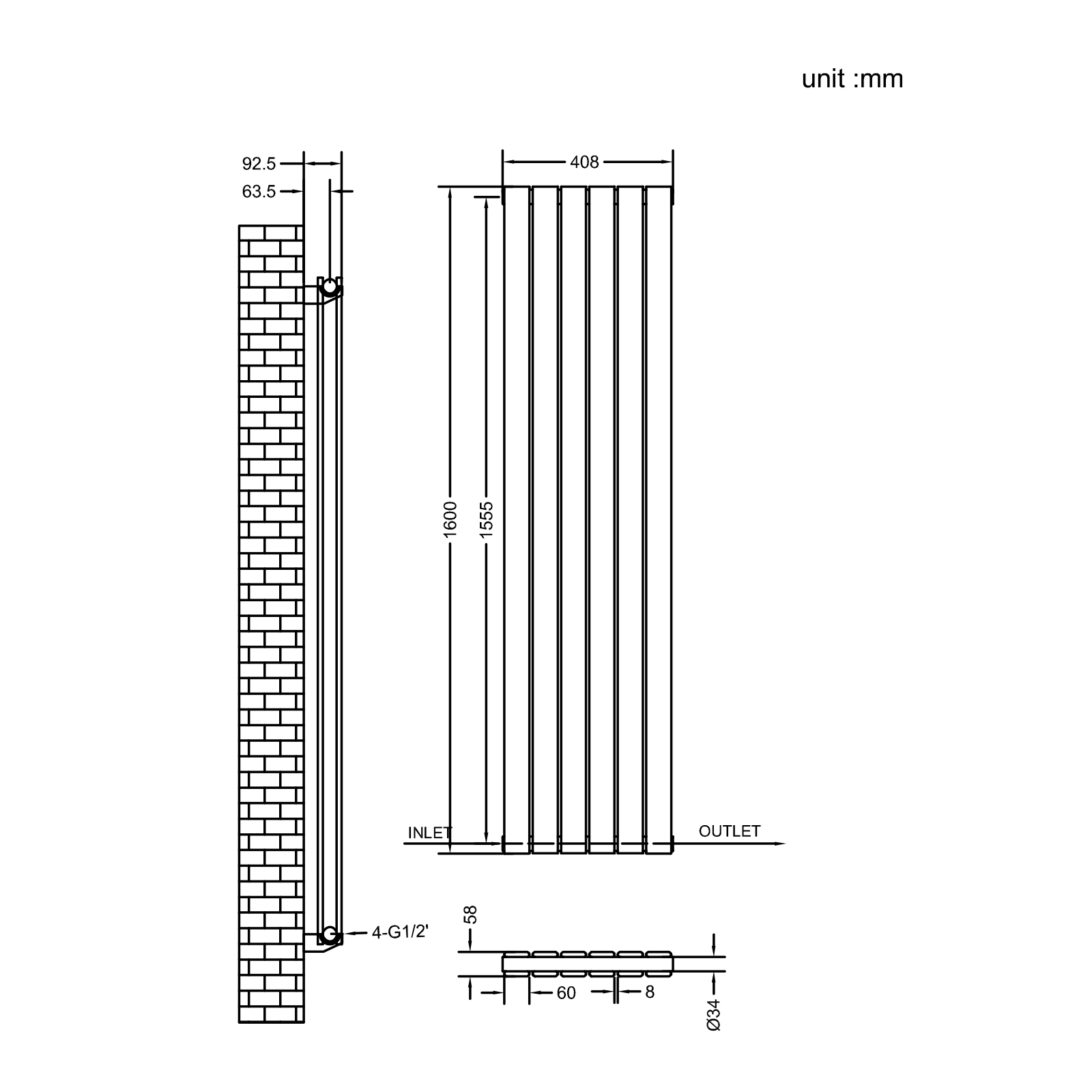 Stech Homes oval column radiator data sheet