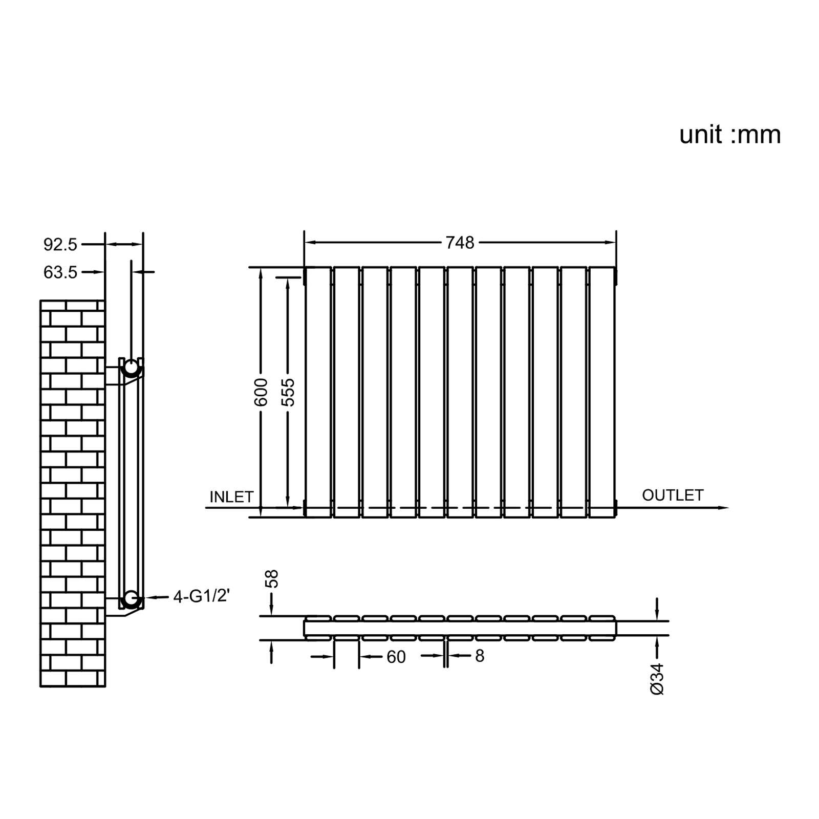 Stech Homes oval column radiator data sheet