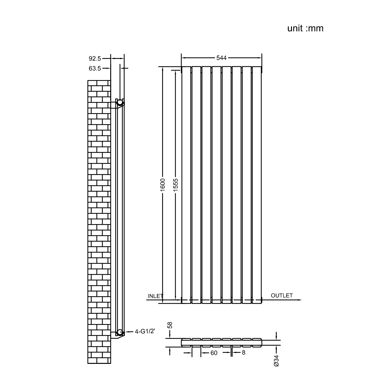 Stech Homes oval column radiator data sheet