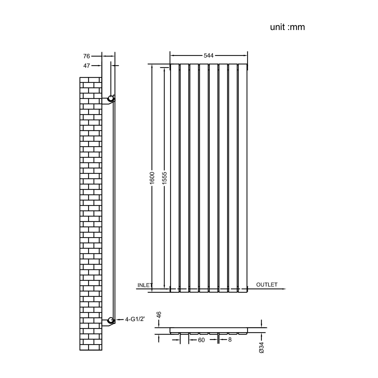 Stech Homes oval column radiator data sheet