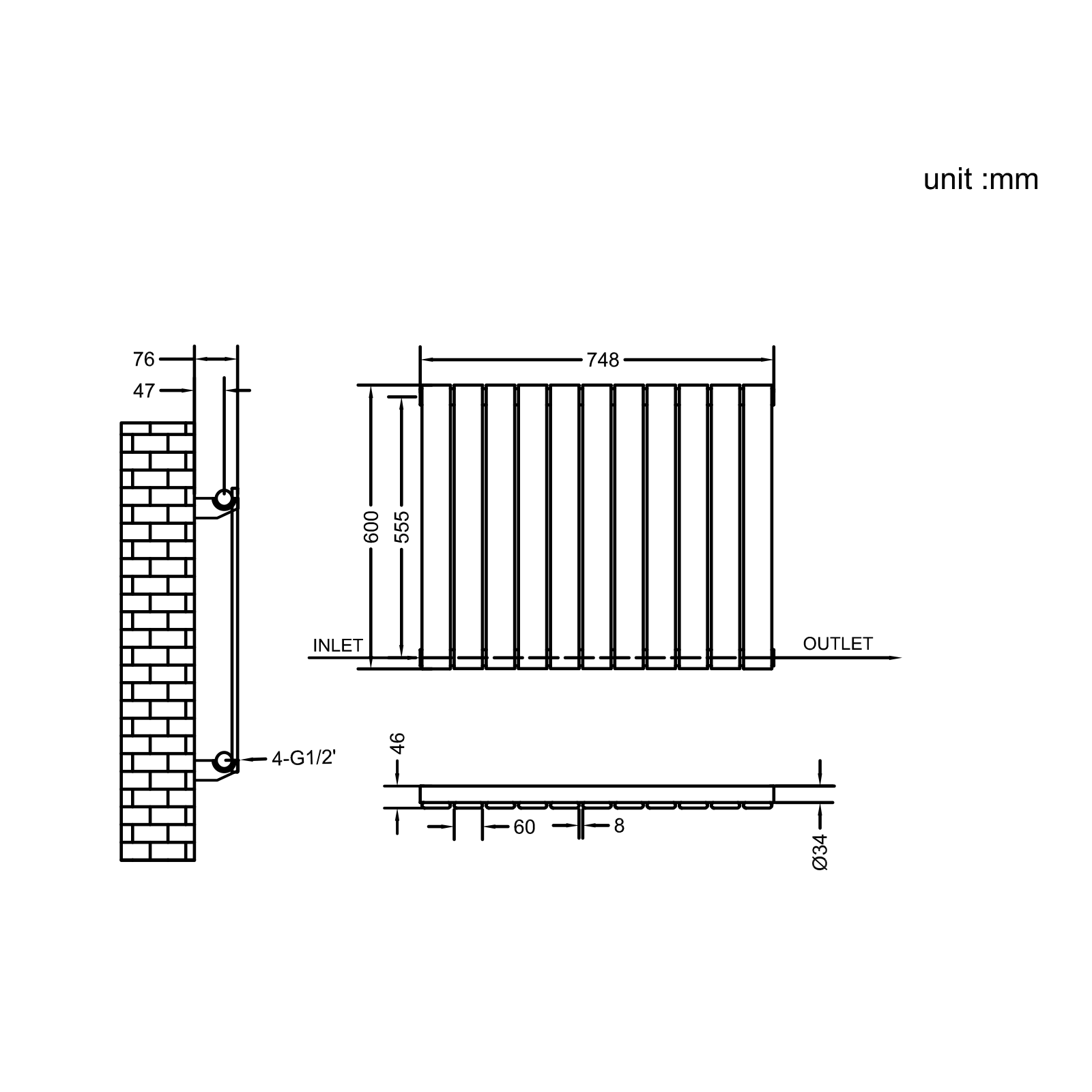 Stech Homes oval column radiator data sheet