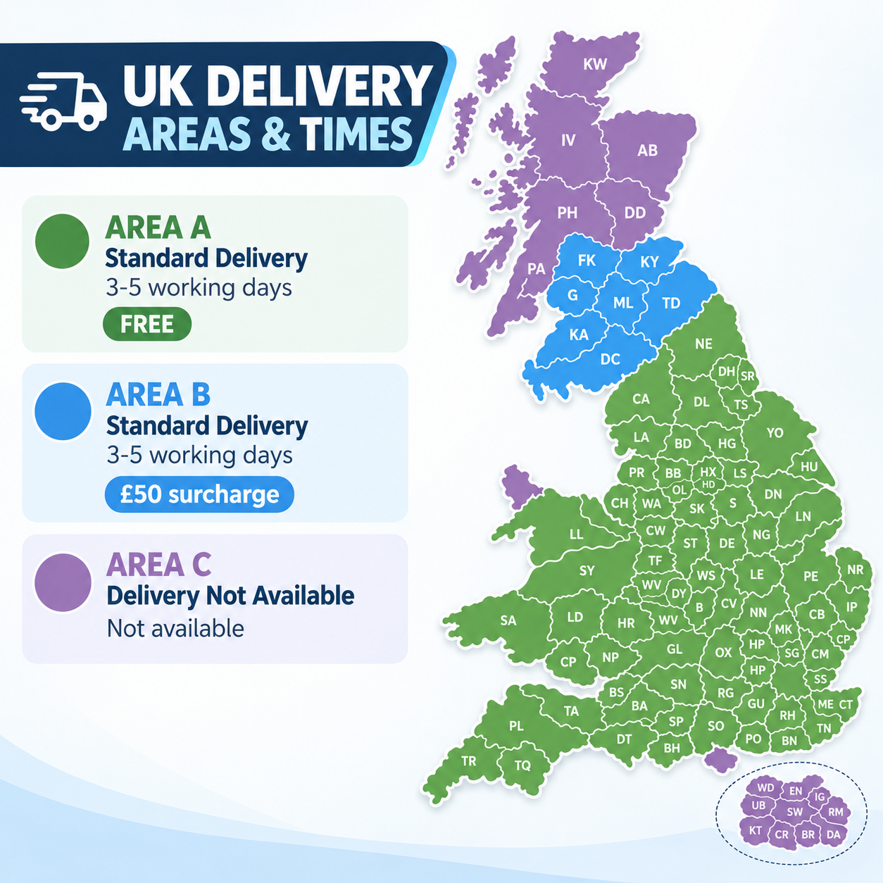 UK Delivery Areas Map