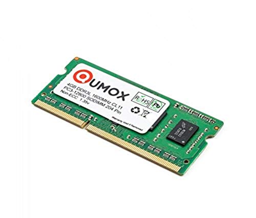 QUMOX 4GB 204 pin DDR3L-1600 SO-DIMM (1600Mhz, PC3L-12800S, CL11, 1.35V, Low Voltage)